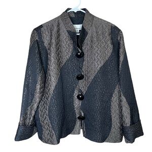 Caroline Rose Topper Blazer Jacket Textured Metallic Brown Black Women’s Sz Med